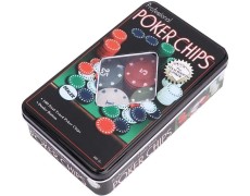 Набор для игры в покер в металлической коробке (100 фишек)