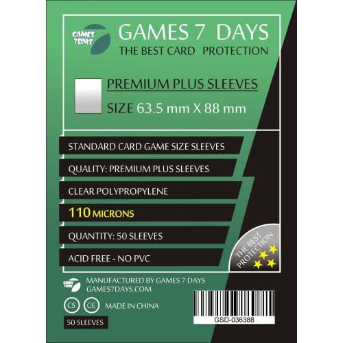 Протекторы Протекторы Games7Days (63.5 x 88 мм) Premium Plus USA (50 шт)