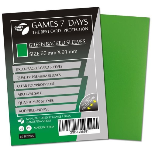 Протекторы Протекторы Games7Days (66 х 91 мм / 63.5x88 мм) Green Premium MTG (80 шт)
