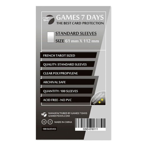 Протекторы Протекторы Games7Days (61 x 112 мм) Standard French Tarot (100 шт)