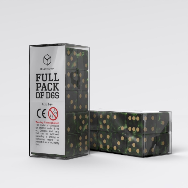 Набор кубиков Full Pack of D6s: Bottle green&Gold