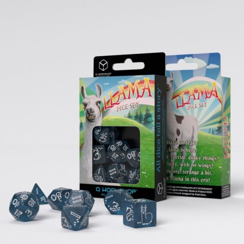 Кубики (дайси) Набір кубиків Llama Dark Blue & White Dice Set (7)