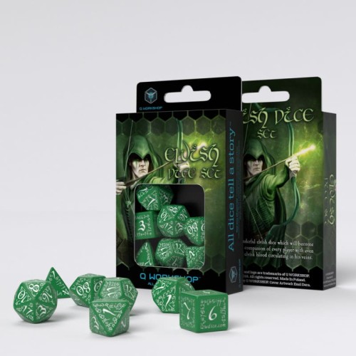 Кубики (дайсы) Набор кубиков Elvish Green & white Dice Set (7)