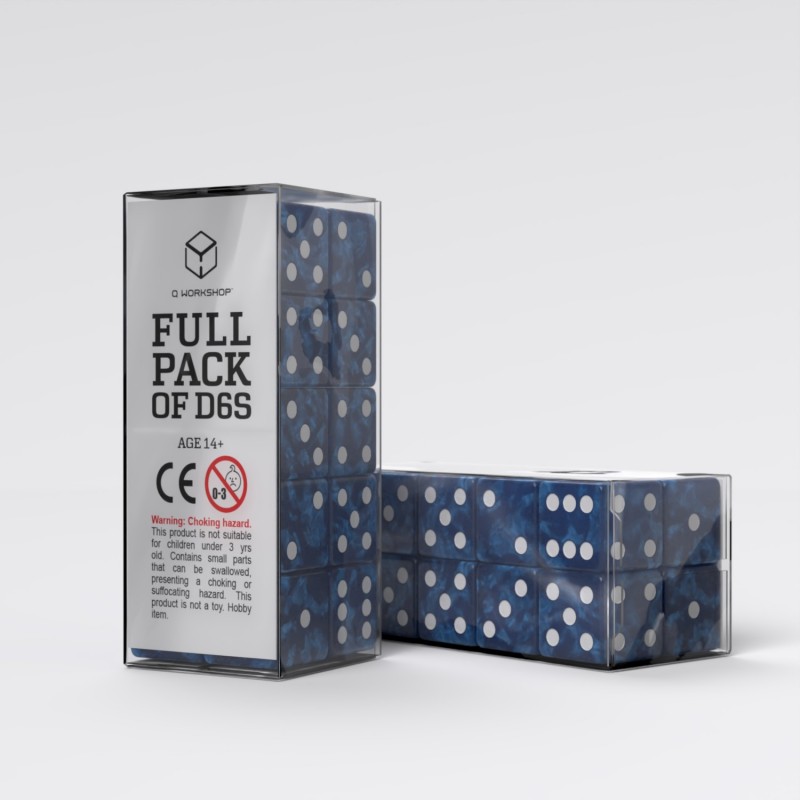 Набор кубиков Full Pack of D6s: Cobalt&White