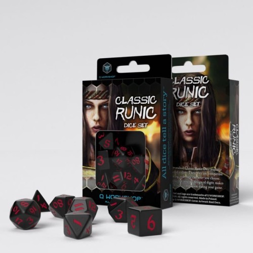 Кубики (дайсы) Набор кубиков Classic Runic Black & red Dice Set (7)