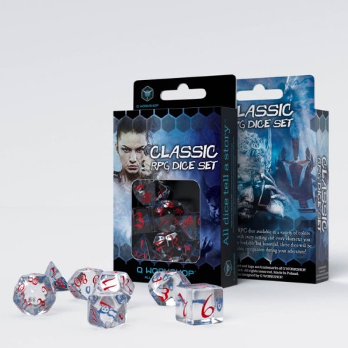 Кубики (дайси) Набір кубиків Classic RPG Translucent Blue & red Dice Set (7)