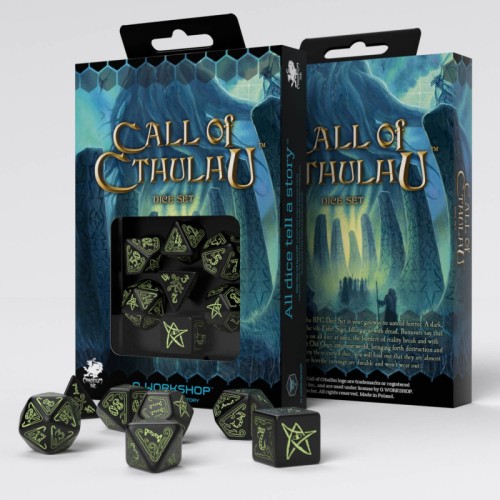 Кубики (дайси) Набір кубиків Call of Cthulhu Black & glow-in-the-dark Dice Set (7)