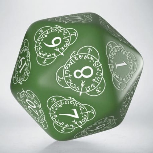 Каунтери Кубик D20 Level Counter Green & white Die (1)