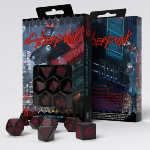 Кубики (дайси) Набір кубиків Cyberpunk Red Dice Set: Blood over Chromet (7)