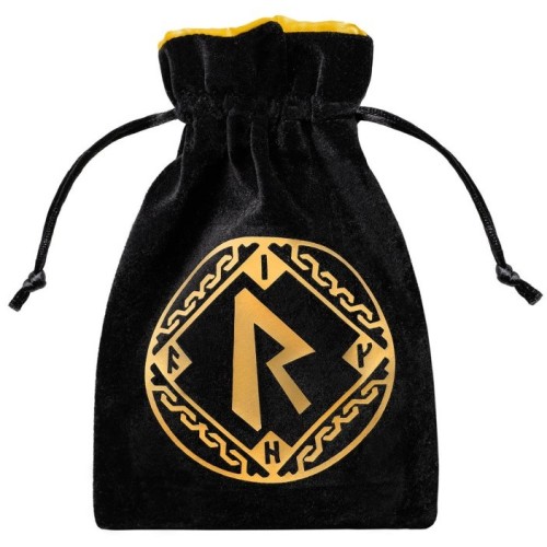 Башни, дайстреи, мешочки, стаканы Мешочек Runic Black & golden Velour Dice Bag