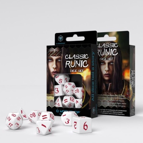 Кубики (дайси) Набір кубиків Classic Runic White & red Dice Set (7)