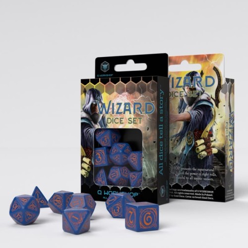 Кубики (дайси) Набір кубиків Wizard Dark-Blue & Orange Dice Set (7)