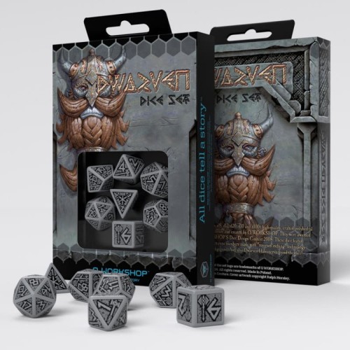 Кубики (дайси) Набір кубиків Dwarven Gray & black Dice Set (7)