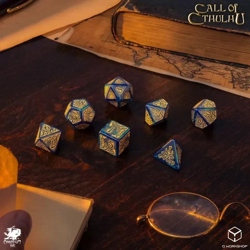 Набор кубиков Call of Cthulhu 7th Edition Blue-green & Gold Dice Set