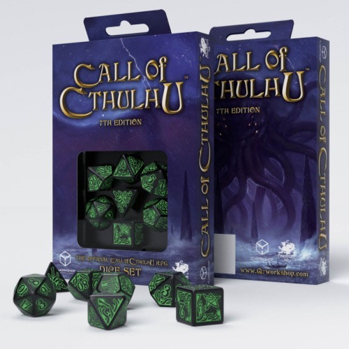 Кубики (дайси) Набір кубиків Call of Cthulhu 7th Edition Black & green Dice Set (7)