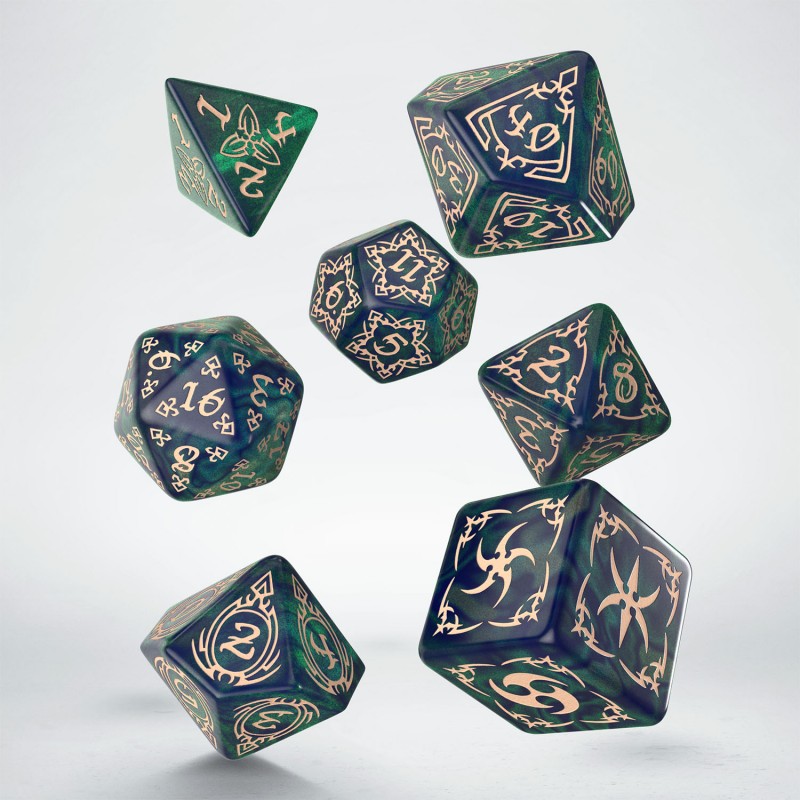 Набор кубиков Tribal Dice Set: Blue-green & Beige