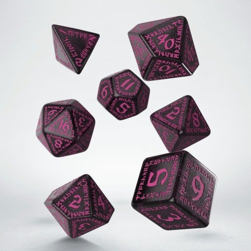 Кубики (дайси) Набір кубиків Runic Shimmering black with magenta Dice Set