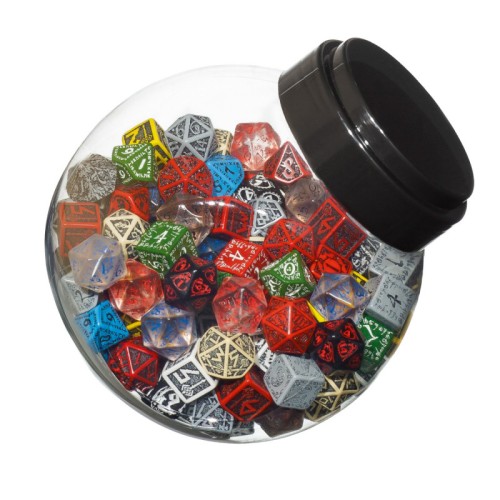 Кубики (дайси) Банка кубиків Jar of dice with D6, D10, D20 (150)