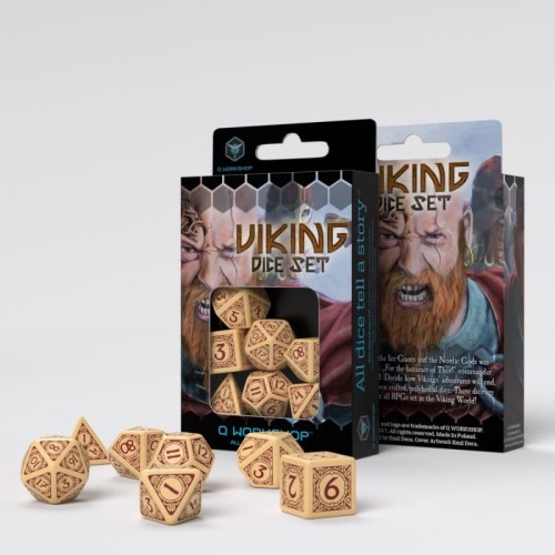 Кубики (дайси) Набір кубиків Viking Beige & burgundy Dice Set (7)