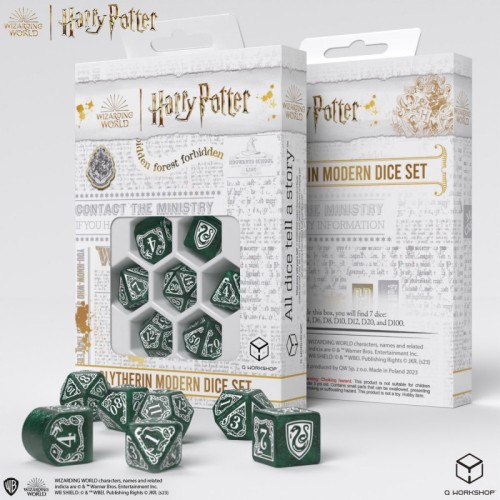 Кубики (дайси) Набір кубиків Harry Potter. Slytherin Modern Dice Set - Green (7)