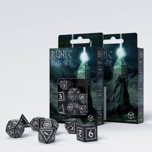 Кубики (дайси) Набір кубиків Runic Black & white Dice Set (7)