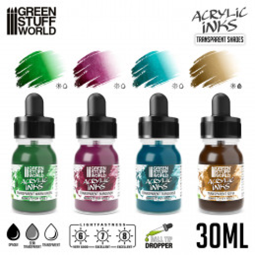 Набор акриловых чернил GSW Acrylic Inks Set — Transparent Shades (х4)