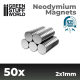 Неодимові магніти GSW 2×1 мл – SET x50 (N35)