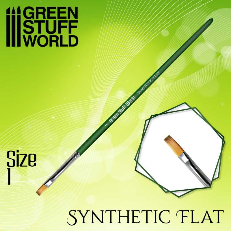 Пензель GSW Flat Synthetic Brush – size #1 – GREEN SERIE