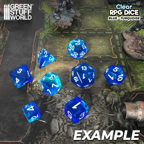 Игровые кубики Green Stuff World Dice D6 16 мм, цвет BLUE Marble (12 шт.)