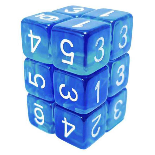 Игровые кубики Green Stuff World Dice D6 16 мм, цвет BLUE Marble (12 шт.)