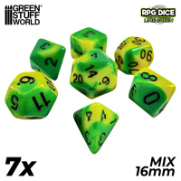 Гральні кубики GSW Dice MIX 16mm Color LIME GREEN Marble 7шт