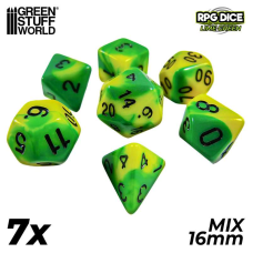 Гральні кубики GSW Dice MIX 16mm Color LIME GREEN Marble 7шт
