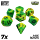 Игровые кубики GSW Dice MIX 16 мм, цвет LIME GREEN, мраморные, 7 шт.