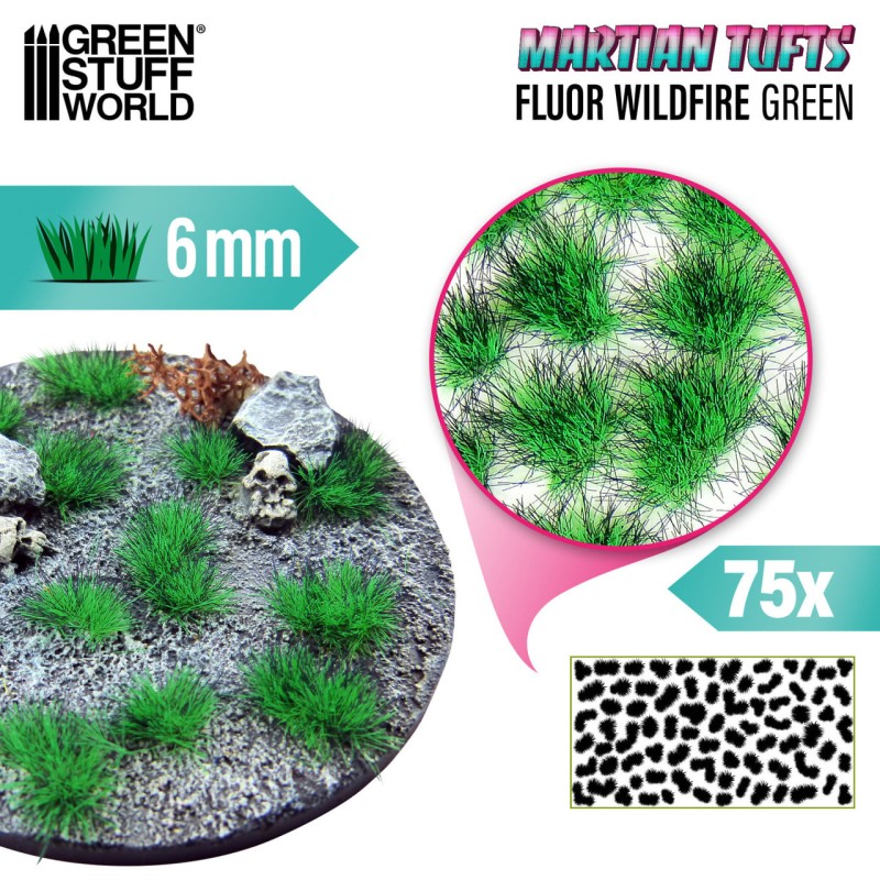 Трава Tufts 6mm - FLUOR WAILDFIRE GREEN