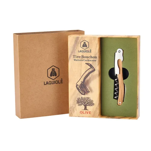 Нож сомелье Laguiole, дерево Olive Wood Corkscrew в подарочной коробке, коричневый (40268475)