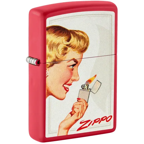 Зажигалки бензиновые набор ZIPPO Red Matte и Black Matte Vintage Ad Lighter Set, красная, черная (46295)