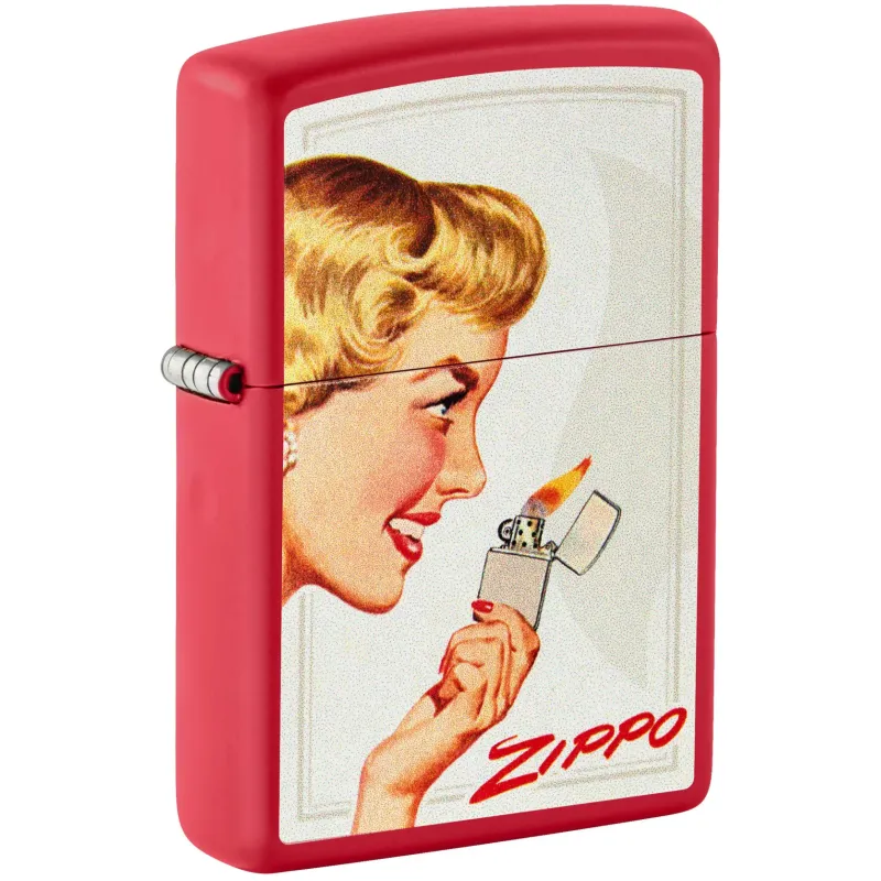 Зажигалки бензиновые набор ZIPPO Red Matte и Black Matte Vintage Ad Lighter Set, красная, черная (46295)