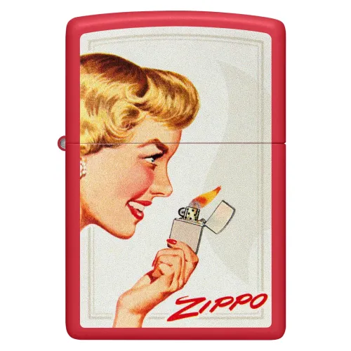 Зажигалки бензиновые набор ZIPPO Red Matte и Black Matte Vintage Ad Lighter Set, красная, черная (46295)