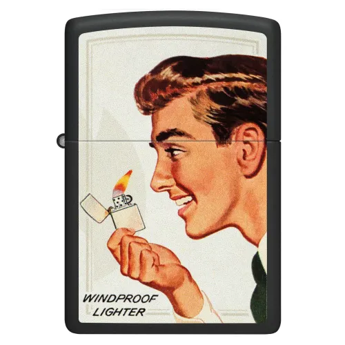 Зажигалки бензиновые набор ZIPPO Red Matte и Black Matte Vintage Ad Lighter Set, красная, черная (46295)