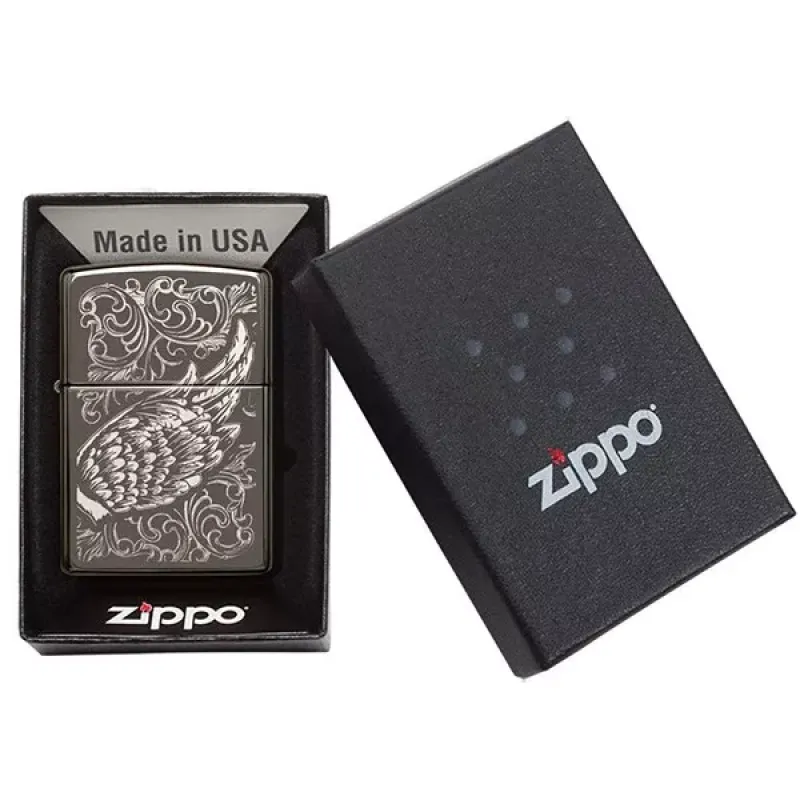 Зажигалка бензиновая Zippo Filigree Flame and Wing Design Черная (29881)