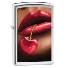 Зажигалка бензиновая ZIPPO Lips & Cherries High Polish Chrome, полированный хром (28655)