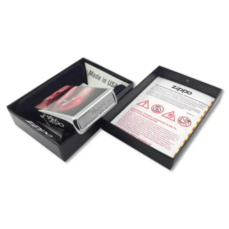 Зажигалка бензиновая ZIPPO Lips & Cherries High Polish Chrome, полированный хром (28655)