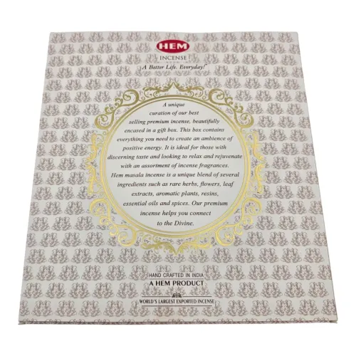 Подарунковий набір пахощів з підставкою HEM Masala, 5 ароматів по 15 г: Moon, Rain Forest, Lavender, White Musk, Chandan (DN36528)