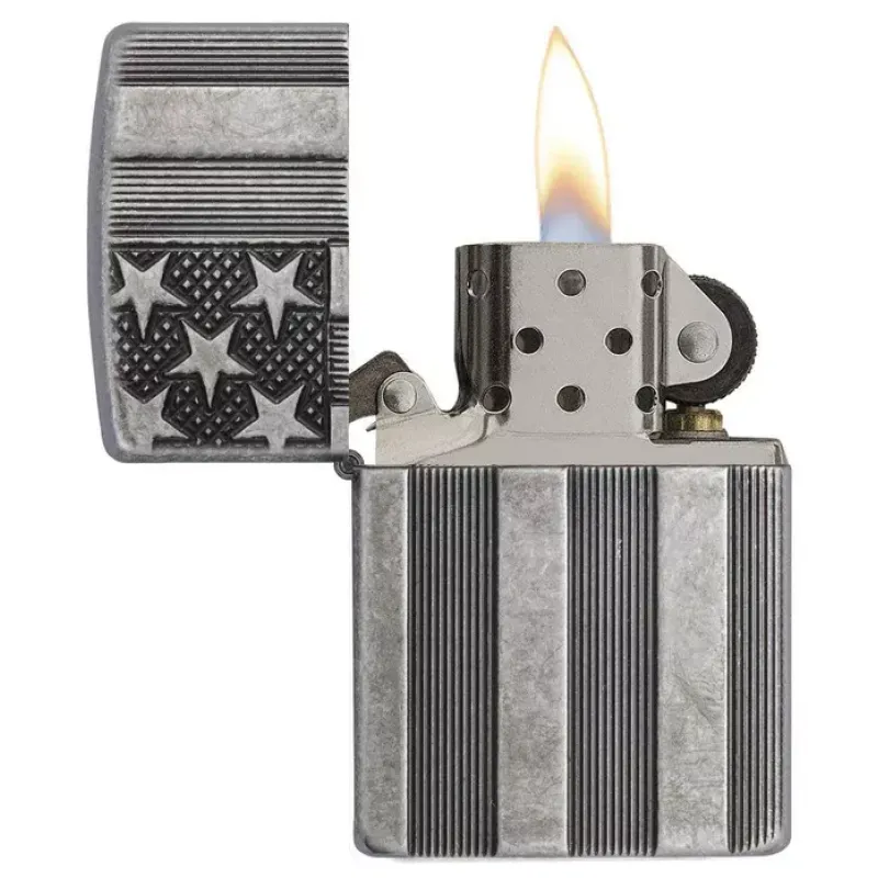 Запальничка бензинова армована ZIPPO Armor® U.S.Flag Antique Silver Plate (28974)