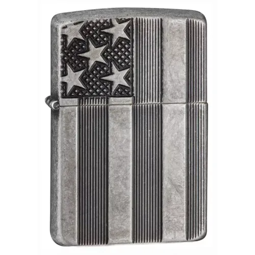 Запальничка бензинова армована ZIPPO Armor® U.S.Flag Antique Silver Plate (28974)
