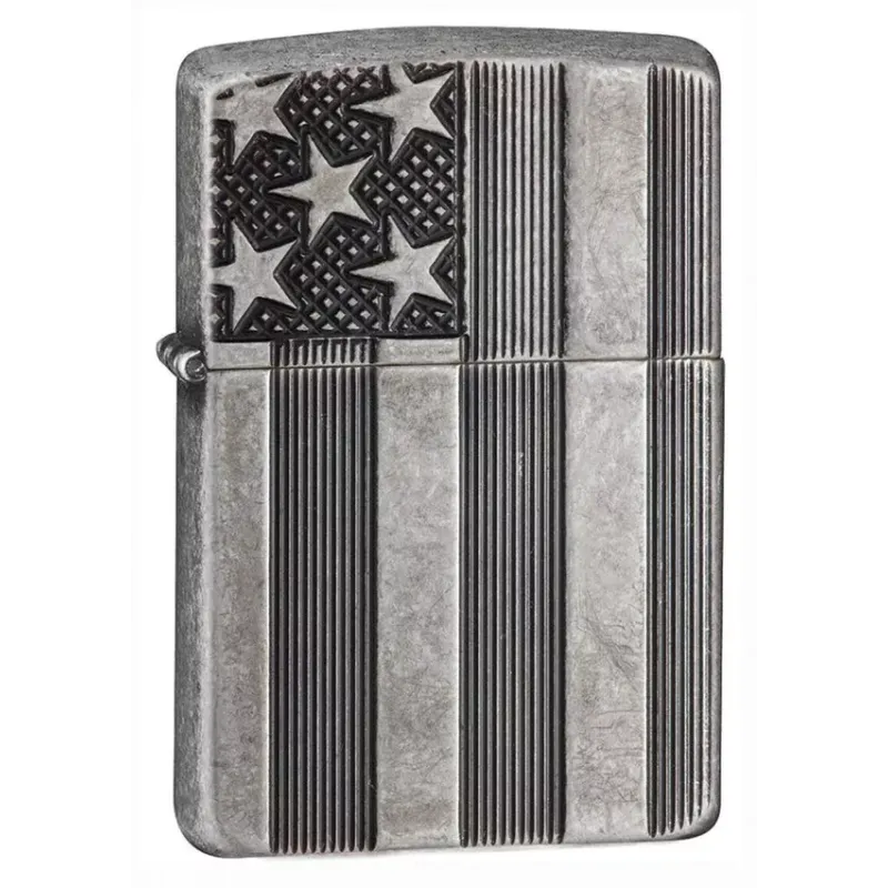 Запальничка бензинова армована ZIPPO Armor® U.S.Flag Antique Silver Plate (28974)