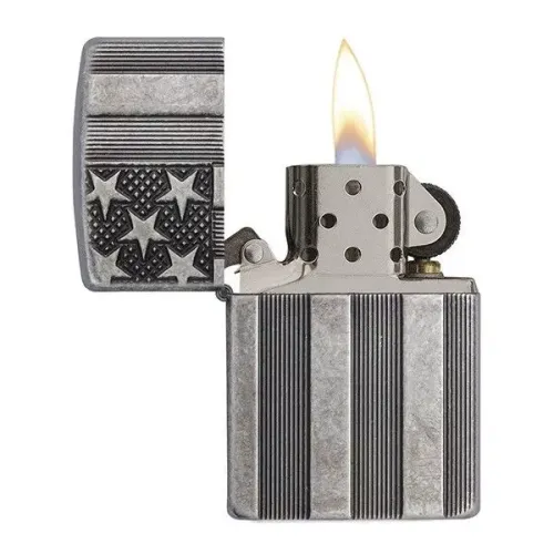 Запальничка бензинова армована ZIPPO Armor® U.S.Flag Antique Silver Plate (28974)
