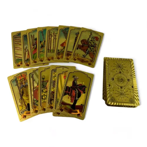 Карти ТАРО 78 шт Райдера-Уэйта , пластик, золотистий 12,5х7,4х3 см (DN35971)