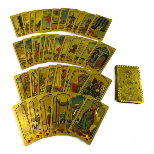 Карти ТАРО 78 шт Райдера-Уэйта , пластик, золотистий 12,5х7,4х3 см (DN35971)
