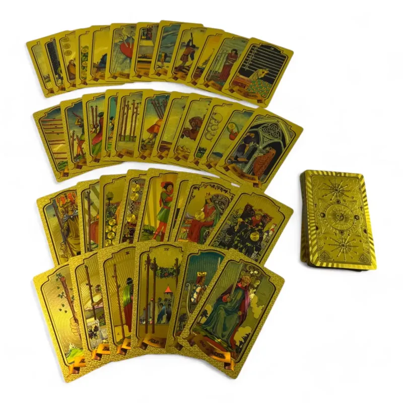 Карти ТАРО 78 шт Райдера-Уэйта , пластик, золотистий 12,5х7,4х3 см (DN35971)